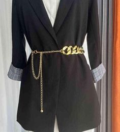 Corrente de ouro cinto fino para mulheres moda metal correntes de cintura senhoras vestido casaco saia cintura decorativa punk jóias acessórios g24414876