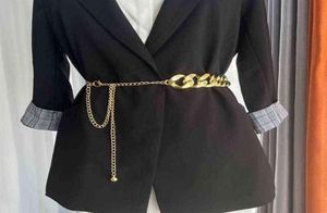 Cadena de oro Cinturón fino para mujer Moda Cadenas de cintura de metal Vestido de mujer Abrigo Falda Pretina decorativa Accesorios de joyería punk G21211491