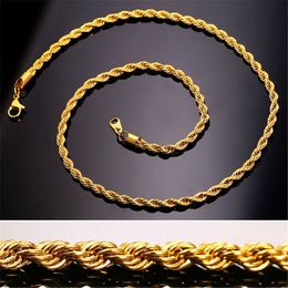 Chaînes en or mode acier inoxydable Hip Hop bijoux corde chaîne collier pour hommes
