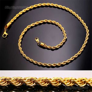 Cadenas de oro Moda Hip Hop Joyería Cuerda Cadena Collar para hombre