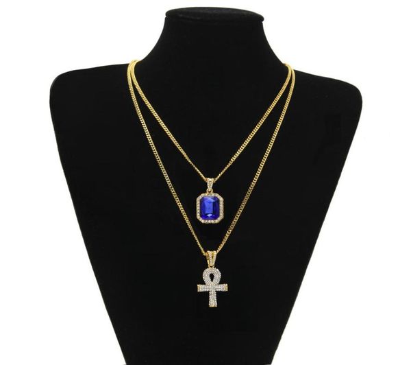 Chaînes en or jolie ankh égyptien avec collier de pendentif rubis rouge