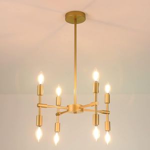 Gouden kroonluchters moderne boerderijlamp 8 lampen industriële kroonluchter verlichtingsarmaturen kaars hangende hanger voor slaapkamer keuken eetkamer