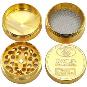 Molinillos de hierba para fumar de metal con moneda de oro, tabaco de aleación de Zn, trituradora de 4 piezas, molinillo de mano, accesorios para fumar estilo monedas doradas