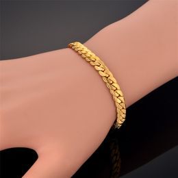 Goudkleurige armband voor mannen vrouwen Curb Snake Link Chain roestvrij staal heren dames armbanden kettingen sieraden voor mannen