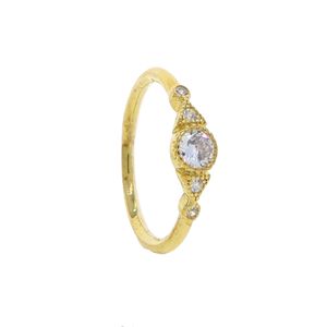 Color dorado, blanco claro, CZ, anillos simples para mujer, promoción de fábrica, venta al por mayor, bandas delicadas mínimas para los dedos