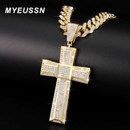 Gouden kleur kruis hanger ketting mannen hiphop 13 mm Cubaanse ketting ketting ijskoud bling cross hang hippe hiphop sieraden cadeau vrouwen