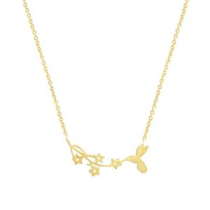 Goud Kleur Kolibrie Ketting Voor Vrouwen Sieraden Rvs Ketting Choker Vogel Hanger Bruidsmeisje Collares Necklaces264h