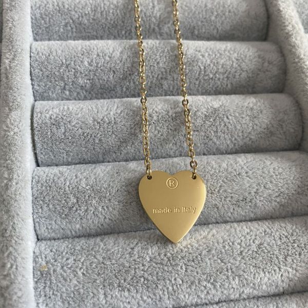 Colliers avec pendentif en forme de cœur pour femmes, marque de luxe, couleur or, haute qualité, Simple, amour, bijoux de styliste, vente en gros