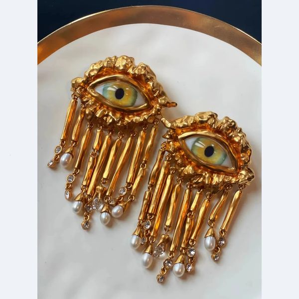 Couleur en or Eyes Metal Pildel Big Stud Oreads Vintage pour femmes bijoux Brass Europe et Amérique Fashion personnalisée 231227