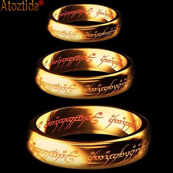 Couleur or nouvelle mode Hobbit cadeau Midi anneau tungstène un anneau de puissance or seigneur de l'anneau femmes et hommes