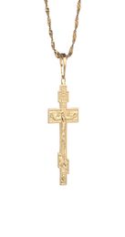 Gold Color Russe orthodoxe Christianity Church Eternal Cross Charms Pendant Collier Bijoux Russie Grèce Ukraine Gift3714645