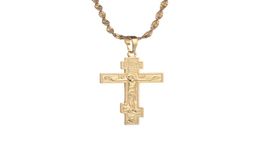 Gold Color Russe orthodoxe Christianity Church Eternal Cross Charms Pendant Collier Jewelry Russie Grèce Ukraine Gift8139365