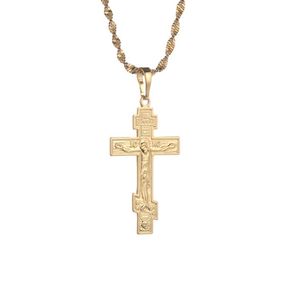 Gouden kleur Russisch orthodoxe christendom kerk eeuwige kruis charms hanger ketting sieraden Rusland Griekenland oekraïne cadeau5684880