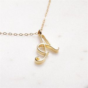 Gouden kleur werveling initiële alfabet ketting alle 26 Engelse a-t cursieve luxe monogram naam woord tekst karakter kapitaalbrief hanger ketting kettingen voor vrouwen