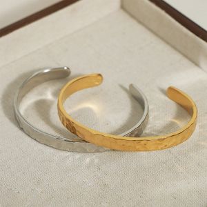 Bracelet en acier inoxydable, couleur or, sans ternissement, Texture métallique, Simple, ouvert, bijoux de poignet, 240227