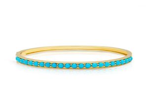 Color dorado joyería de moda para mujer interior 5860mm conjunto de puntas pulsera de piedra turquesa azul Fashion1342608