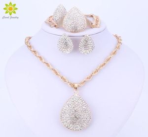 Gold Color Water Drop Pendant Bijoux Crystal Fashion Dubaï Costume GRAND BIJOUR SET NIGERIAN MOIDE AFRICALES Perles de bijoux 46544940573