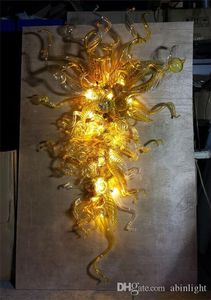 Goudkleurige geblazen glas kroonluchter bruiloft decoratieve murano stijl led hanglampen