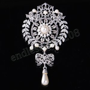 Couleur or strass cristal fleur broches pour femmes mode goutte perle broche broches mariage nuptiale fête charme bijoux cadeaux