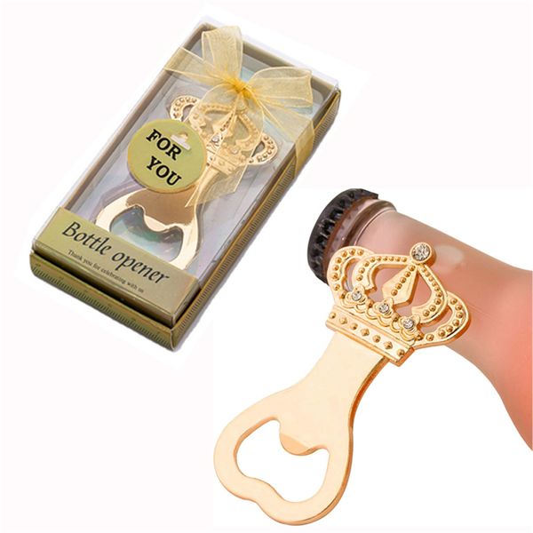 Ouvre-bouteilles de couronne d'or avec boîte-cadeau faveurs de mariage pour les décorations de fête d'anniversaire de douche de bébé XBJK2211