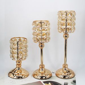 Ensemble de 3 bougeoirs en cristal doré, pour décoration de cheminée, de Table basse, de manteau, de mariage, de maison, d'halloween, centres de table