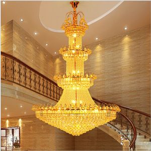 Lustres en cristal doré luminaires luminaires en cristal modernes maison intérieure hôtel Restaurant Club lampe suspendue D120cm * H180cm