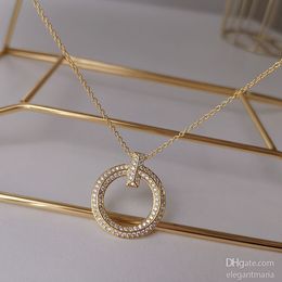 oro cristallo nome ciondolo catena set collana 18k collane di diamanti designer gioielli da uomo San Valentino regali di Natale per la fidanzata vendita all'ingrosso coppia donna