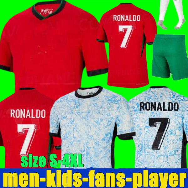 2024 Eurocopa Portugal Portuguesa camisetas de fútbol RONALDO JOAO FELIX PEPE BERMARDO B.FERNANDES camisa de futebol 24 25 J.MOUTINHO camiseta de fútbol Hombres Niños kit tamaño S-4XL