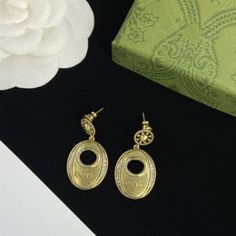 Boucles d'oreilles à breloques en or pour femmes, boucles d'oreilles avec lettres à la mode, fourniture de bijoux à la mode, 3341