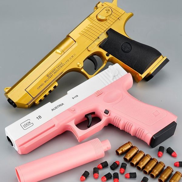 Pistola dorada de Águila del desierto, juegos de disparos al aire libre, juguetes, pistola de concha Real, pistolas de lanzamiento, balas suaves, regalo para niños S2033