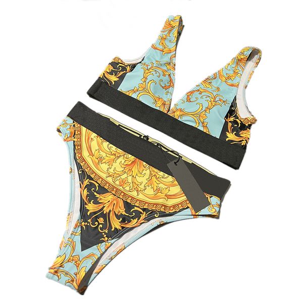 Gold Designer Bikini Set Modèle Classique Deux Pièces Bikinis Sexy Push Up Maillot De Bain De Luxe XL Beachwear Taille Haute Maillots De Bain Femmes 2024 Mode Maillots De Bain Avec Étiquette