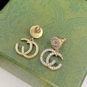 Boucles d'oreilles rondes en or pour femmes, ensemble de bijoux de styliste avec lettres et diamants, cadeau de saint-valentin, de fiançailles, 2024