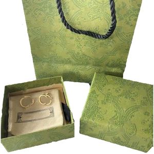 Gouden ontwerper voor vrouwen Hoop Stud Letter Oorbellen Sieraden met Box Set Valentijnsdag Cadeau Verloving