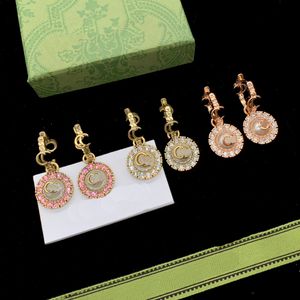 Boucles d'oreilles de styliste en or pour femmes, créoles avec lettres, bijoux avec coffret, cadeau de saint valentin, de fiançailles, #141