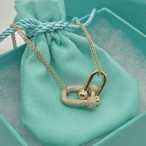 Gouden ontwerper voor vrouwen Tiffiany en Co set sieraden sieraden S Sterling Sier U-vormige hoefijzergesp ketting editie mode hoog gevoel
