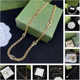 Collar de diseñador de oro G Jewelry Fashion Gift Mens Large Letter Chains para hombres Mujeres Cadena de Oro Joyas Party -7 Aun0