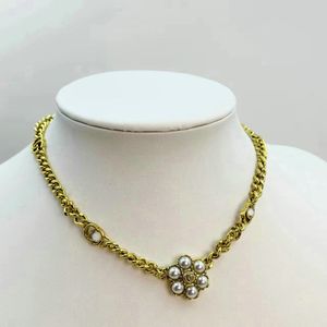 Gouden ontwerper hanger parel vergulde merkbrief ketting sleutelbeen ketting kettingen voor dames sieraden geschenk s