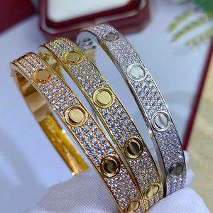 Gouden diamanten armband vrouwelijk roestvrij staal ontwerper paar armband breedte 7 mm diamanten Valentijnsdag geschenk vriendin sieraden ontwerper armband