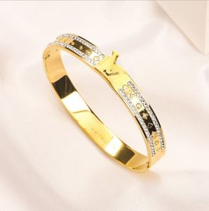 Bracelet en or et diamant en acier inoxydable, bracelet de luxe avec lettres, plaqué or 18 carats, cadeau, bijoux de luxe, bracelet de créateur pour femmes, bijoux sans boîte