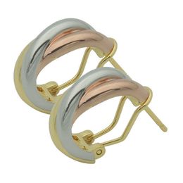 Gold Diamond Design Stud Bielry Carte Style trois boucles d'oreilles d'anneau de couleurs