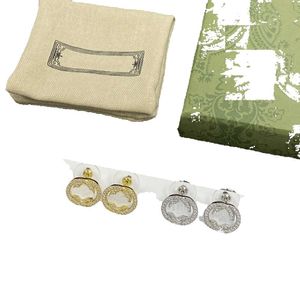 Gouden diamantontwerper voor vrouwen Hoop Stud Letter Oorbellen Sieraden met Box Set Valentijnsdag Cadeau Engagement #100