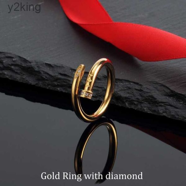 Anillo de uñas con diamantes de oro Diseñador de joyas Anillos de estrellas Amor para hombre Compromiso para mujeres Dhgates Pareja Corazones Bohemio Acero inoxidable Chapado en oro de 18 quilates Regalo de boda XF3W