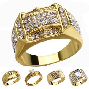 Gouden diamanten ringband Crystal Rings Motorringen Dames Men Hip Hop Fashion Jewelry Gift Will en Sandy