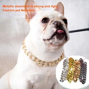 Gouden Hond Ketting Kraag Choker Voor Grote Pitbull Bulldog Teddy Franse Bulldog Metalen Kraag Huisdier Ketting Hond Sieraden Huisdier Producten