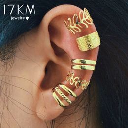 Manchette d'oreille en or Clips d'oreille noirs Faux boucles d'oreilles clip de cartilage pour les femmes