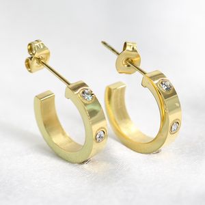 gouden oorbellen Oorknopjes licht luxe merk designer mode-sieraden klassieke minimalistische stijl bruiloft Liefdesfeest paar cadeau-sieraden met doos met stempel Y1