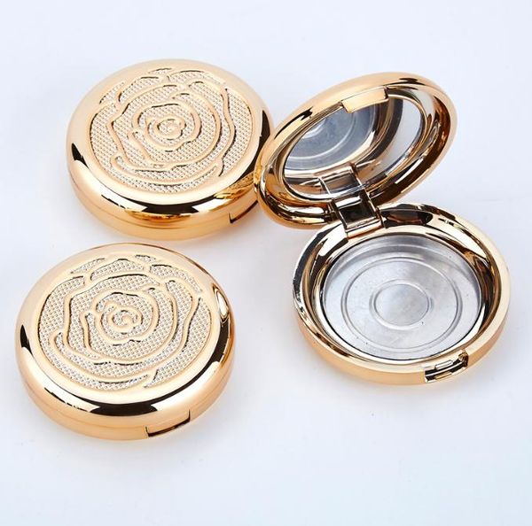 Or Vide Cosmétique Fard À Paupières Cas avec Aluminium Pan miroir Maquillage Poudre Puff Conteneur Compact Blush Box SN2055