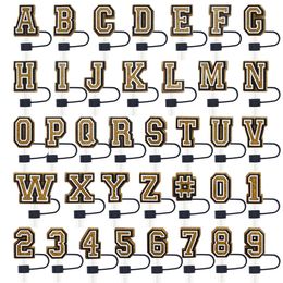 Gouden Engelse Letter Stro Cap Accessoires 10mm Afneembare Stro Ornament Stro Gesp