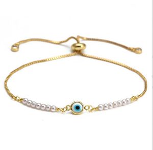 Gold Evil Blue Eye Bracelets Lucky Turkish Eyes Charm Bracelet para mujeres Girls Beach Jewelry Party Gift 10 Styles al por mayor 5991