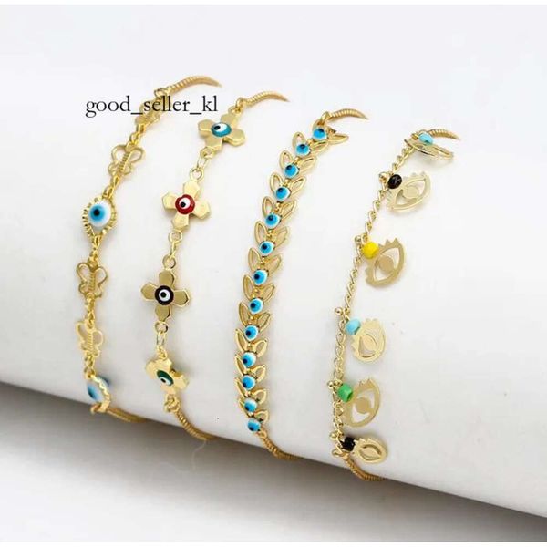 Gold Evil Blue Eye Bracelets Lucky Turkish Eyes Charm Bracelet para mujeres Girls Beach Jewelry Party Gift 10 Styles al por mayor 738